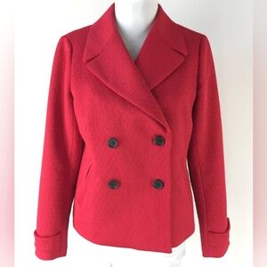 Talbots bright Red double breasted jacket 8petite NWT